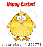 Poster, Art Print Of Cartoon Yellow Chick And Happy Easter Greeting
