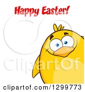 Poster, Art Print Of Cartoon Yellow Chick Under A Happy Easter Greeting