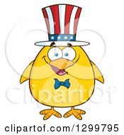 Poster, Art Print Of Cartoon Patriotic Yellow Chick Wearing An American Hat