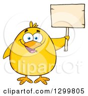 Poster, Art Print Of Cartoon Yellow Chick Holding A Blank Sign