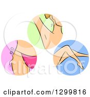 Round Shaving Icons Of A Womans Bikini Line Under Arm And Legs