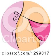 Round Pink Shaving Icon Of A Womans Bikini Line