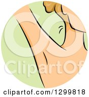Poster, Art Print Of Round Green Shaving Icon Of A Womans Under Arm
