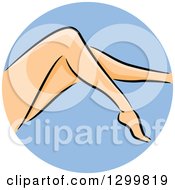 Round Blue Shaving Icon Of A Womans Legs