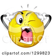 Clipart Of A Cartoon Yellow Smiley Face Emoticon Screaming In Exasperatio Royalty Free Vector Illustration