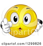 Poster, Art Print Of Cartoon Yellow Smiley Face Emoticon Pointing Outwards