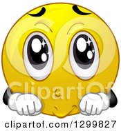 Poster, Art Print Of Cartoon Yellow Smiley Face Emoticon With Big Puppy Dog Eyes
