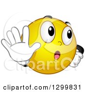 Poster, Art Print Of Cartoon Yellow Smiley Face Emoticon Gesturing Talk To The Hand