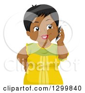 Poster, Art Print Of Cartoon Senior Black Woman Talking On A Cell Phone