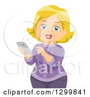 Poster, Art Print Of Cartoon Senior Blond White Woman Answering A Cell Phone Call