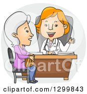 Cartoon Senior White Woman Consulting A Female Doctor