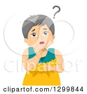 Clipart Of A Cartoon Senior White Woman Trying To Remember Something Royalty Free Vector Illustration