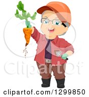 Poster, Art Print Of Cartoon Senior White Woman Holding Up A Carrot From A Garden