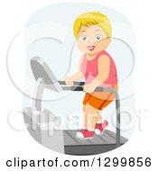 Poster, Art Print Of Cartoon Senior White Woman Exercising On A Treadmill