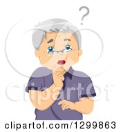 Clipart Of A Cartoon Forgetful Senior White Man Royalty Free Vector Illustration