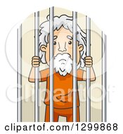 Cartoon Senior White Man Behind Jail Bars