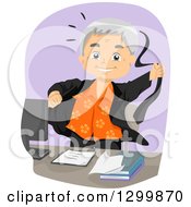 Poster, Art Print Of Cartoon Happy White Senior Businessman Tearing Off His Suit At Retirement
