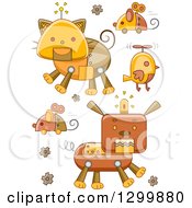 Clipart Of Steampunk Robotic Animals Royalty Free Vector Illustration