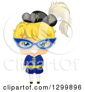 Poster, Art Print Of Cartoon Blond White Girl In A Masquerade Costume