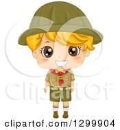 Poster, Art Print Of Happy Blond White Boy Scout In Uniform