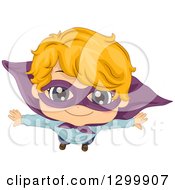 Clipart Of A Strawberry Blond White Boy Flying In A Super Hero Cape Royalty Free Vector Illustration