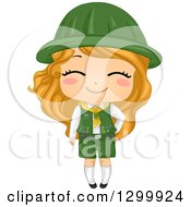 Poster, Art Print Of Happy Blond White Girl Scout In Uniform