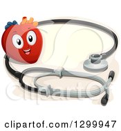 Poster, Art Print Of Cartoon Heart Character With A Giant Stethoscope