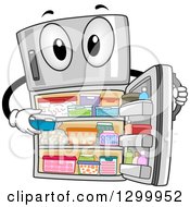 Clipart Of A Cartoon Fully Stocked Refrigerator Character Royalty Free Vector Illustration