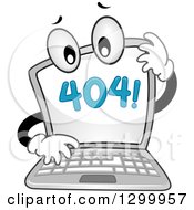 Cartoon Confused Laptop With A 404 Error Notice On The Screen