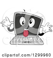 Clipart Of A Cartoon Goofy Laptop Computer Royalty Free Vector Illustration