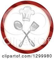 Clipart Of A Round Striped Icon Of A Chefs Hat Spoon And Spatula Royalty Free Vector Illustration