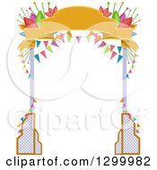 Poster, Art Print Of Welcome Arch With Banners And Flowers