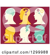 Poster, Art Print Of Silhouetted Heads Showing Different Metnal States