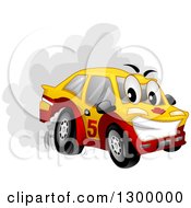 Poster, Art Print Of Cartoon Drifting Car Character Spinning Its Tires