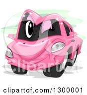 Poster, Art Print Of Cartoon Pink Car Winking