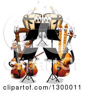 Poster, Art Print Of Cartoon Band Of Instruments Playing Themselves