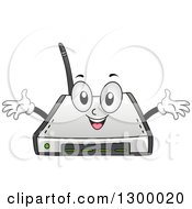 Poster, Art Print Of Cartoon Wifi Router Character Welcoming