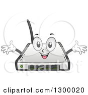 Clipart Of A Cartoon Wifi Router Character Welcoming Royalty Free Vector Illustration