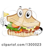 Poster, Art Print Of Cartoon Clubhouse Sandwich Character Holding A Toothpick Flag