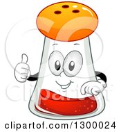 Clipart Of A Cartoon Paprika Spice Shaker Character Holding A Thumb Up Royalty Free Vector Illustration by BNP Design Studio