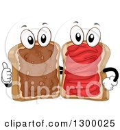 Cartoon Happy Bread Characters With Peanut Buttery And Jelly About To Make A Sandwich
