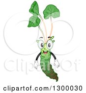 Clipart Of A Cartoon Wasabi Root Character Royalty Free Vector Illustration