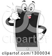 Cartoon Smart Phone Character Gesturing Call Me