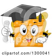 Poster, Art Print Of Cartoon Orange Graduate Gift Holding A Diploma