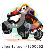 Cartoon Monster Truck Character Rearing