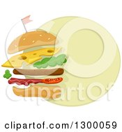 Poster, Art Print Of Cheeseburger On A Green Round Icon