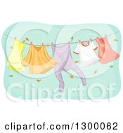 Poster, Art Print Of Clothesline With Appareal Swinging In An Autumn Wind