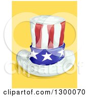 Poster, Art Print Of Sketched American Top Hat On Yellow