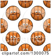 Clipart Of A Seamless Background Of Happy Basketballs Royalty Free Vector Illustration