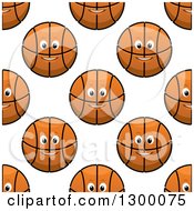 Poster, Art Print Of Seamless Background Of Happy Basketballs